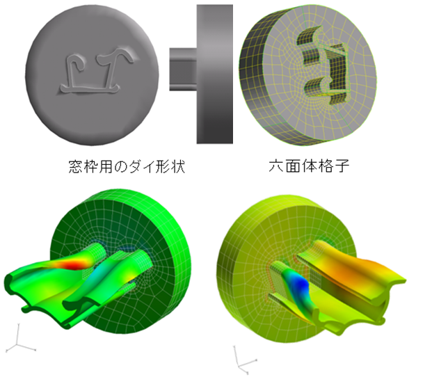 窓枠用押出ダイの流動解析
