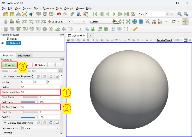 ParaView-球面作成