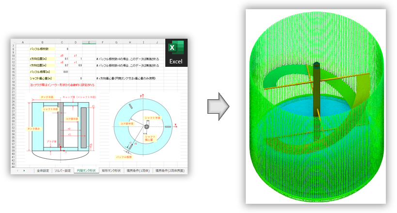 Excelから形状・メッシュ