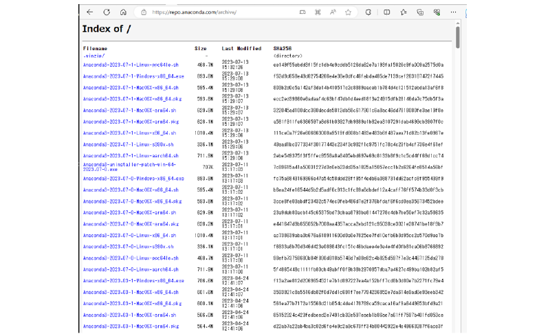 Anacondaのアーカイブ