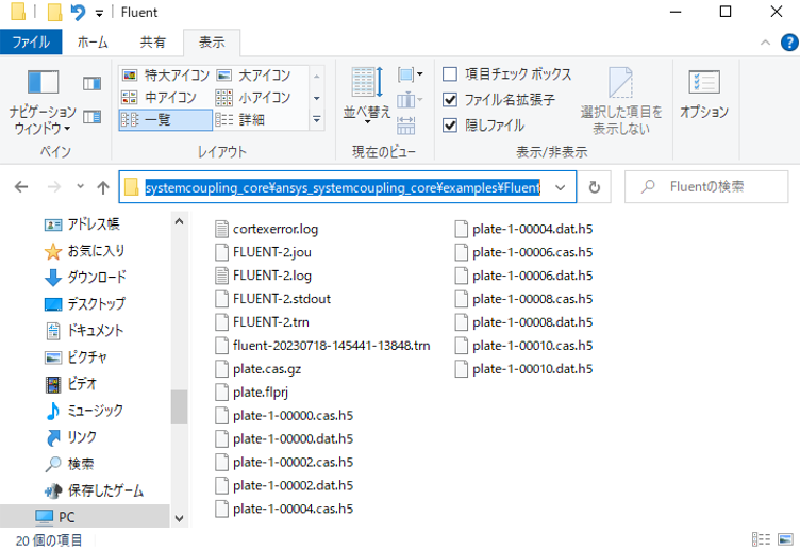 Fluentフォルダの内容