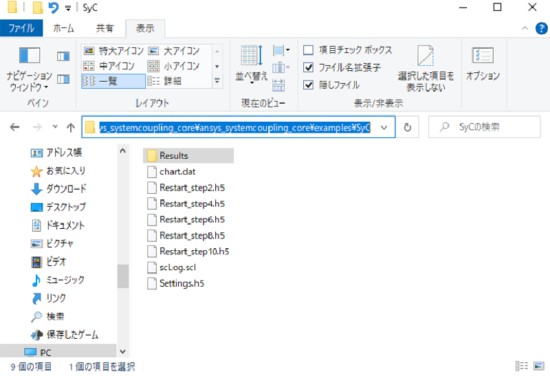 SyCフォルダの内容
