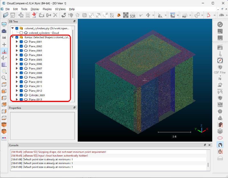 Ransac Shape Detectionの結果