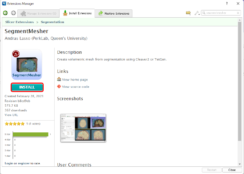 SegmentMesherのインストール