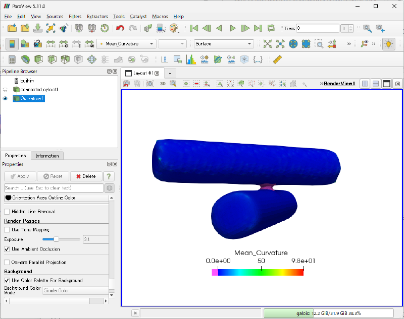 ParaViewの平均曲率